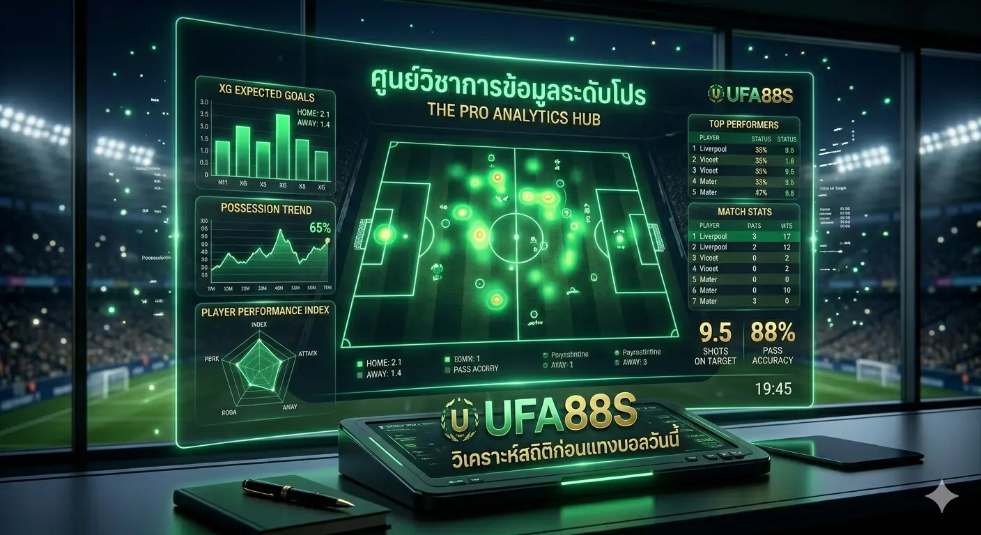 วิเคราะห์สถิติก่อนแทงบอลวันนี้ด้วยระบบประมวลผลข้อมูลกริบๆ จาก UFA88S วิเคราะห์สถิติก่อนแทงบอลวันนี้ด้วยระบบประมวลผลข้อมูลกริบๆ จาก UFA88S