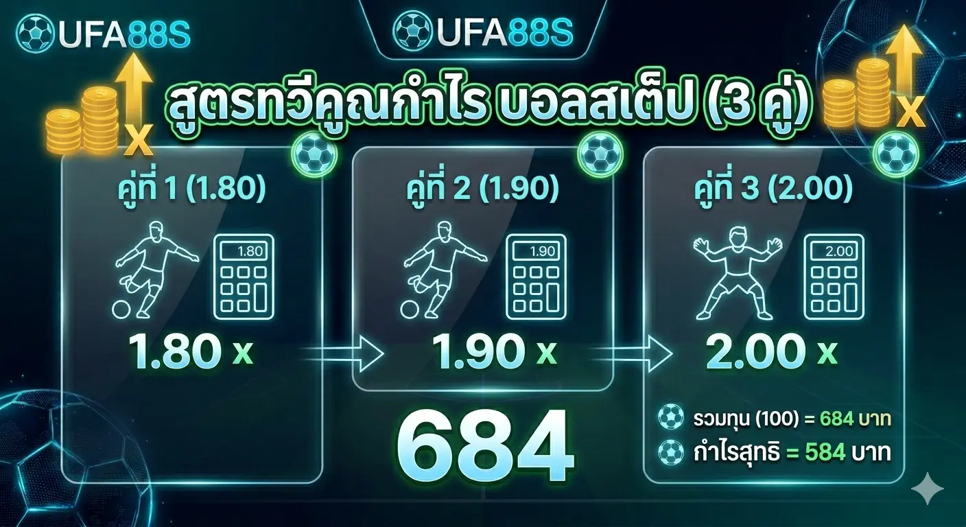 วิธีคิดเงินบอลสเต็ป ทุน 100 บาท วิธีคิดเงินบอลสเต็ป ทุน 100 บาท