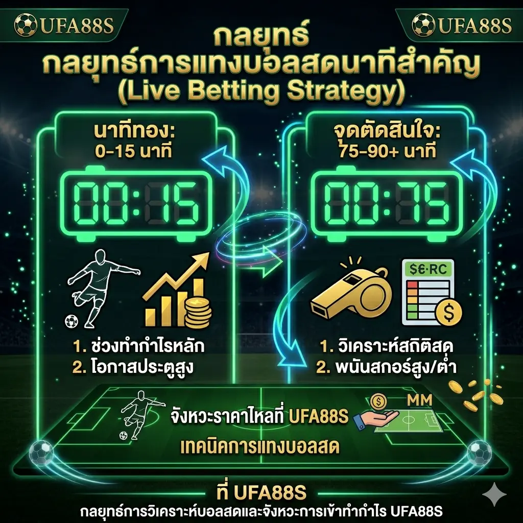 กลยุทธ์การวิเคราะห์บอลสดและจังหวะการเข้าทำกำไร UFA88S กลยุทธ์การวิเคราะห์บอลสดและจังหวะการเข้าทำกำไร UFA88S