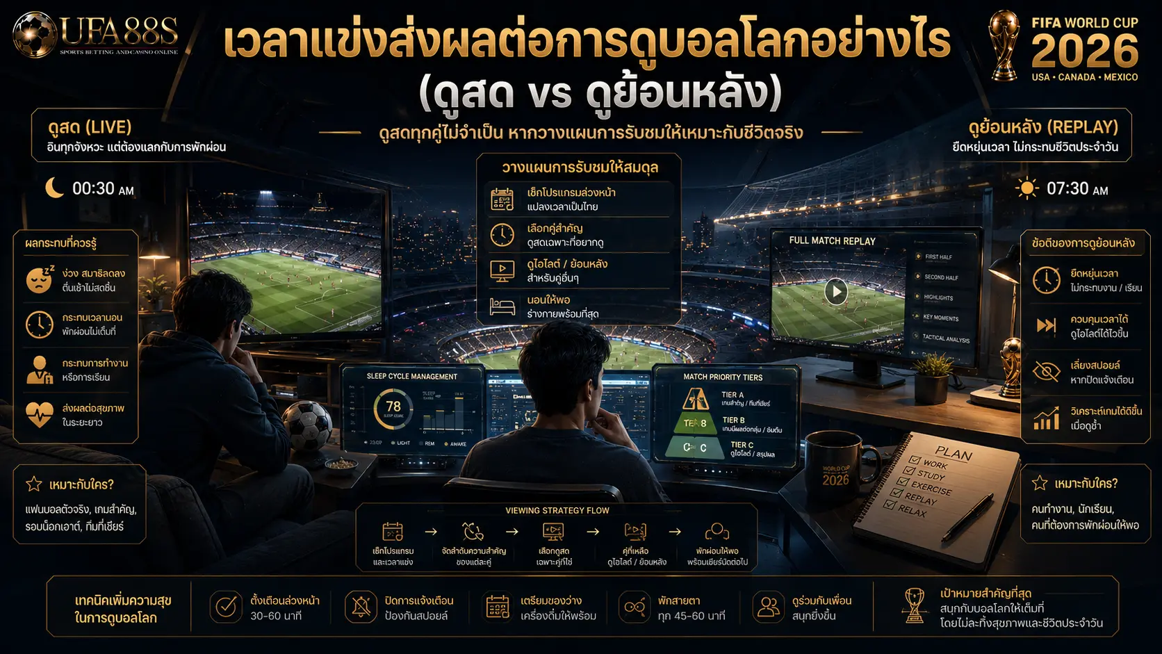 เวลาแข่งส่งผลต่อการดูบอลโลกอย่างไร (ดูสด vs ดูย้อนหลัง)
