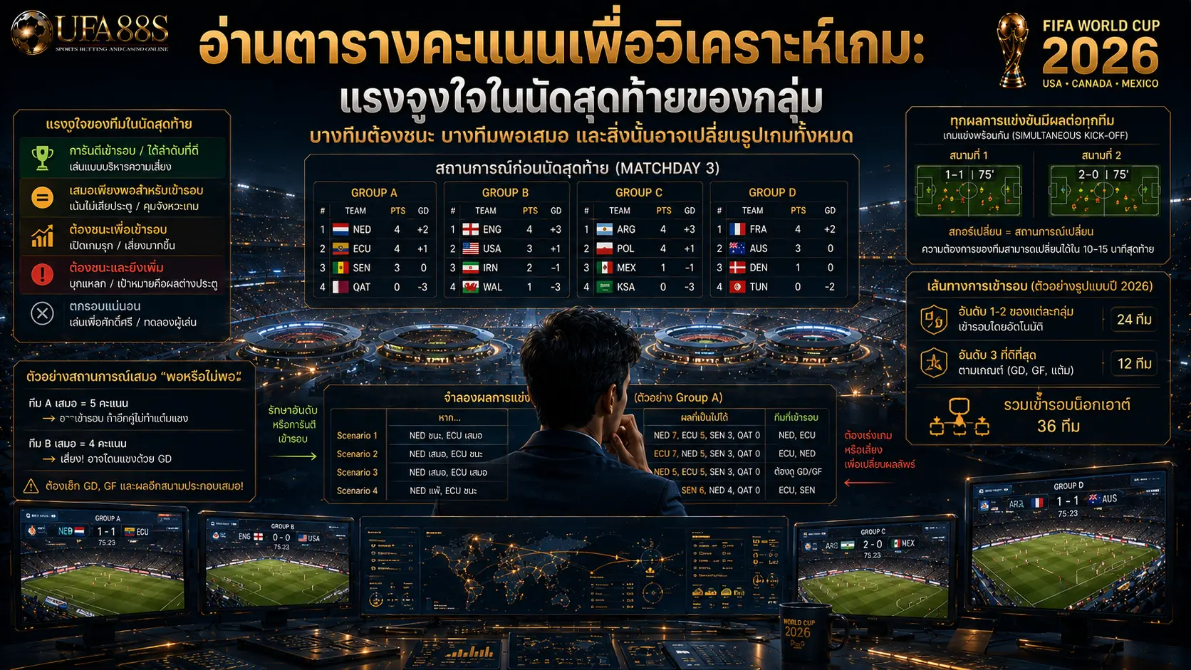 อ่านตารางคะแนนเพื่อวิเคราะห์เกม: แรงจูงใจในนัดสุดท้ายของกลุ่ม