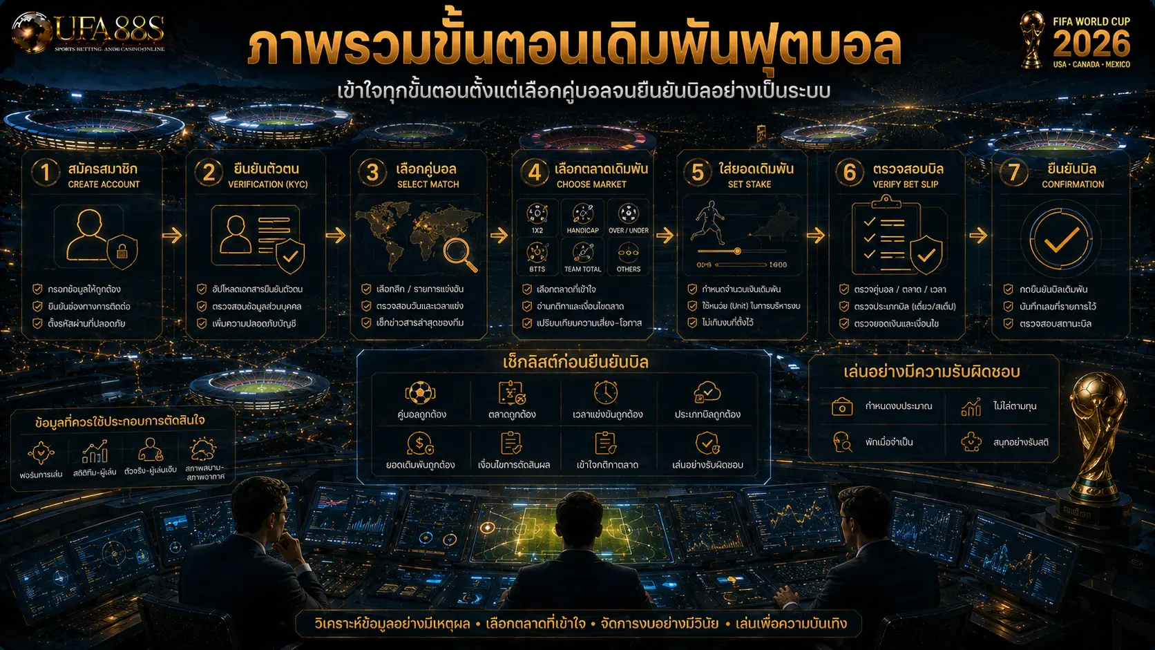 ภาพรวม ขั้นตอนแทงบอล (Football Betting Workflow)