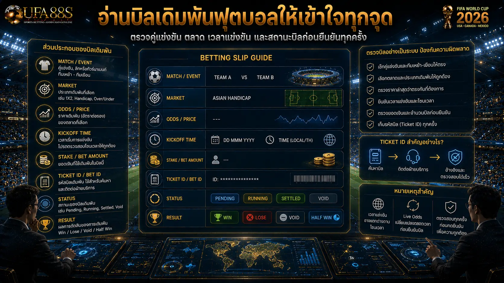 ตรวจบิลแทงบอล อ่านบิลเดิมพันฟุตบอลให้เข้าใจทุกจุด