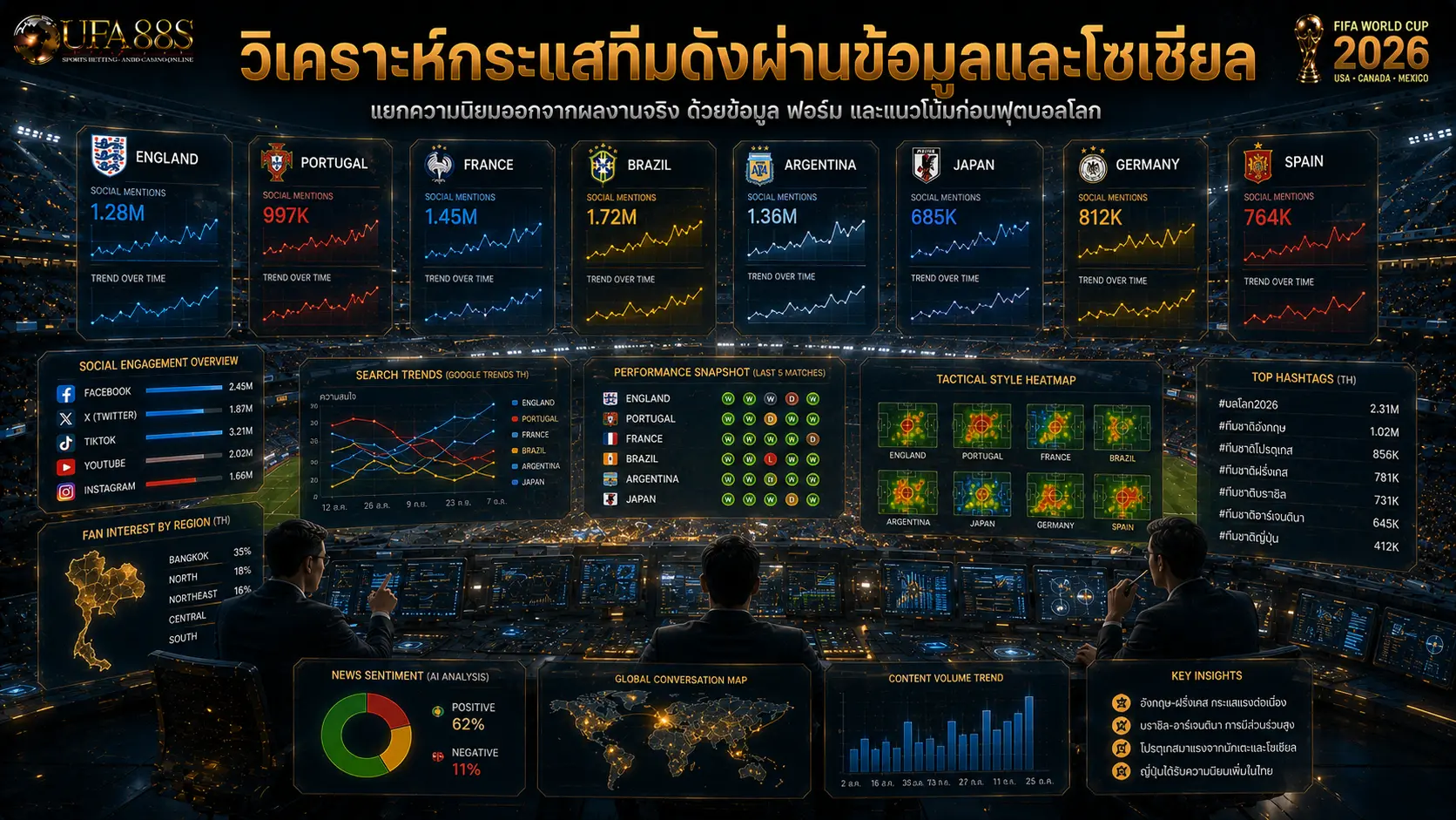 ทีมชาติบอลโลก 2026 วิเคราะห์กระแสทีมดังผ่านข้อมูลและโซเชียล