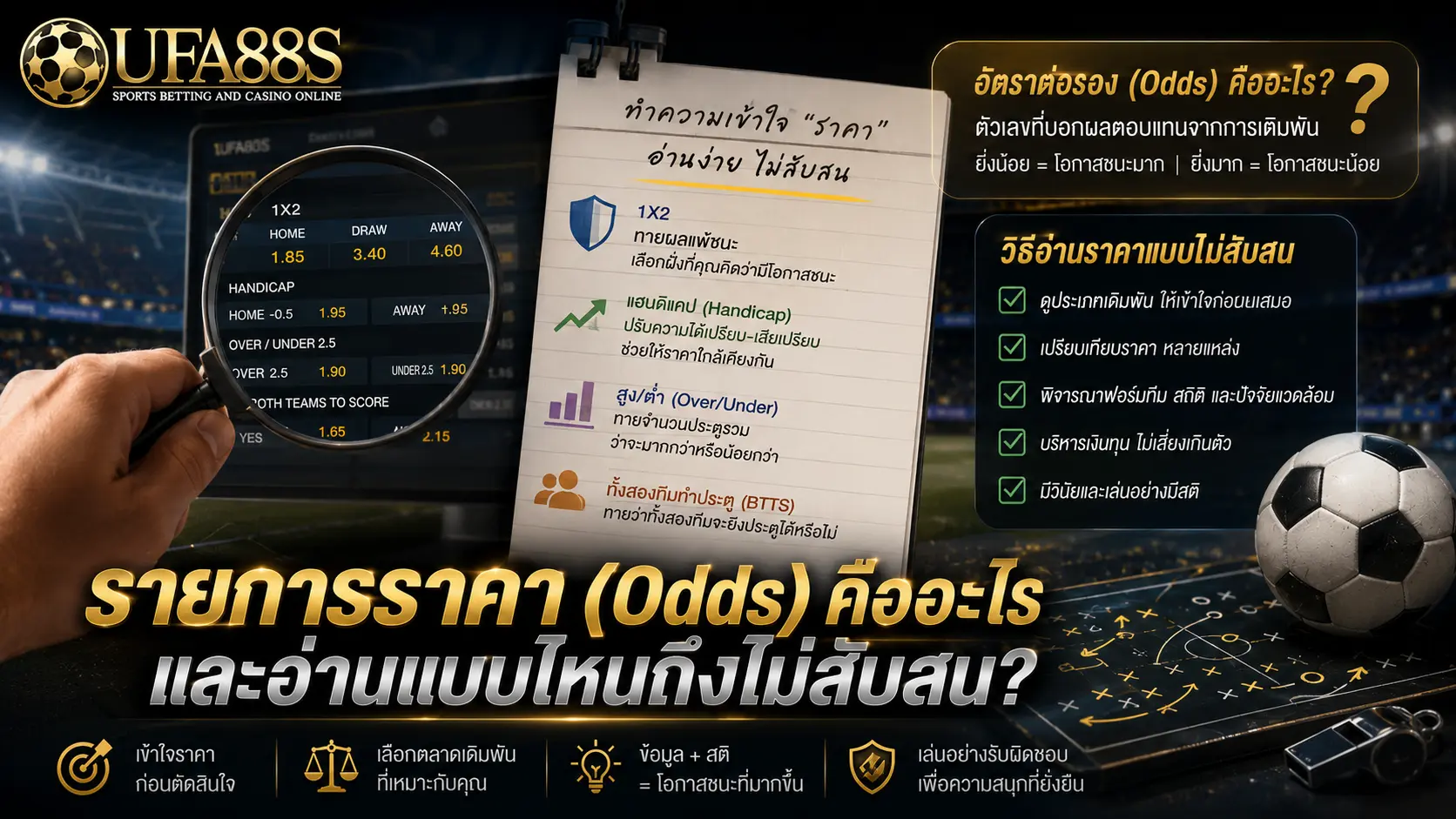 อ่านหน้าบิลบอล รายการราคา (Odds) คืออะไร และอ่านแบบไหนถึงไม่สับสน?