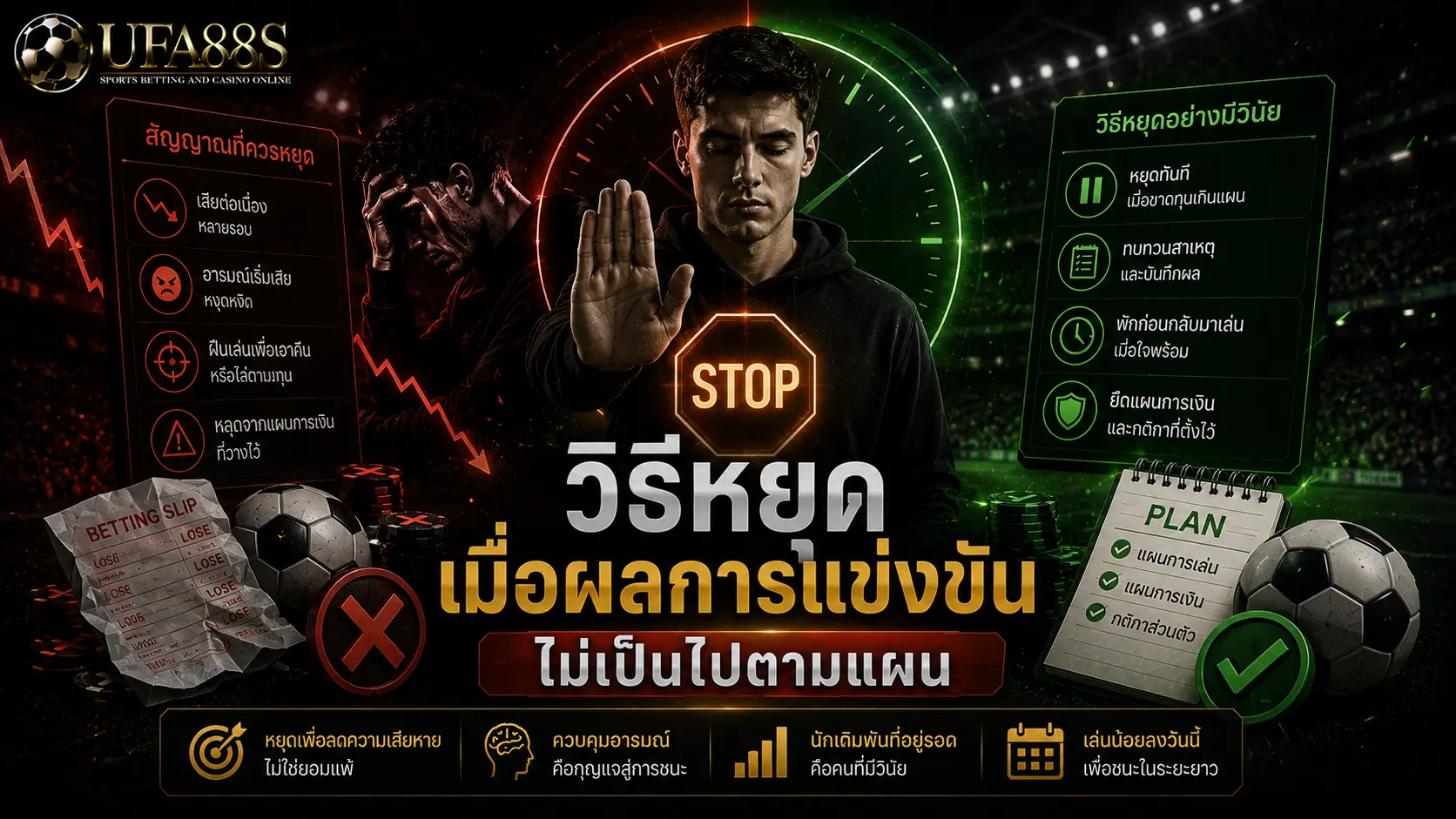 วินัยแทงบอล วิธีหยุดเมื่อผลการแข่งขันไม่เป็นไปตามแผน
