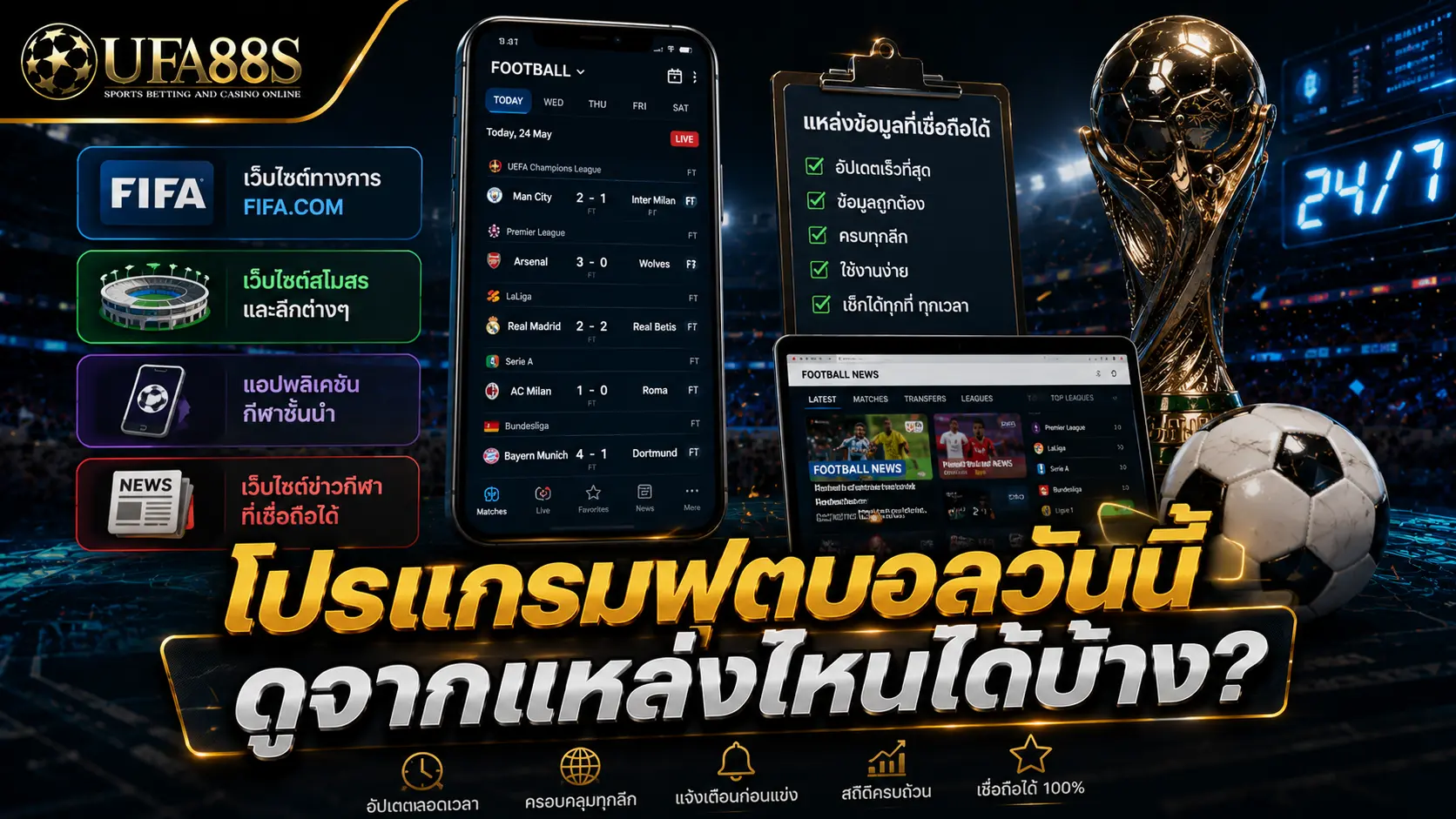 โปรแกรมฟุตบอลวันนี้ โปรแกรมฟุตบอลวันนี้ ดูจากแหล่งไหนได้บ้าง?