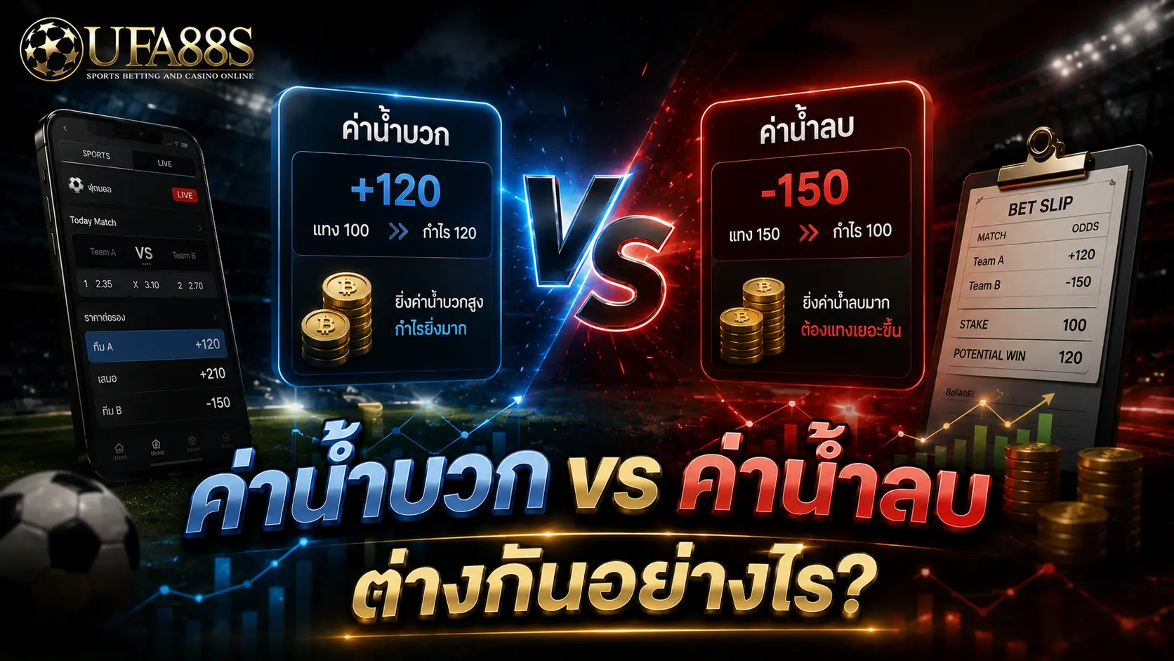ค่าน้ำเว็บบอล ค่าน้ำบวก vs ค่าน้ำลบ ต่างกันอย่างไร?