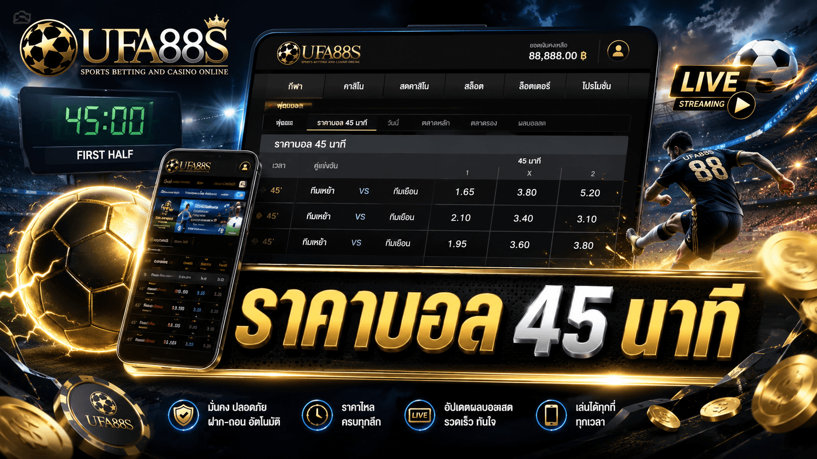 ราคาบอล 45 นาที