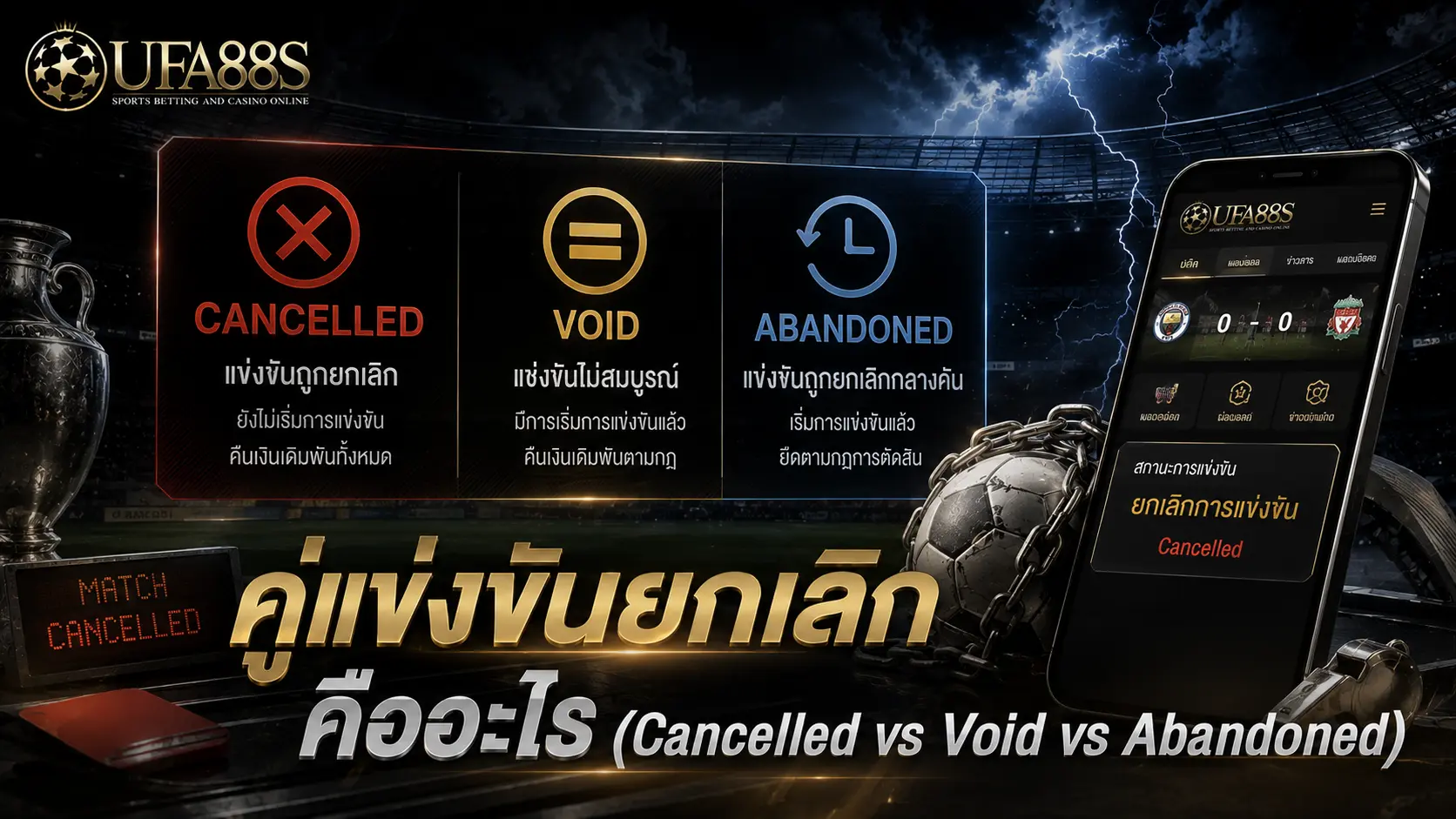 คู่แข่งขันยกเลิก คืออะไร (Cancelled vs Void vs Abandoned)