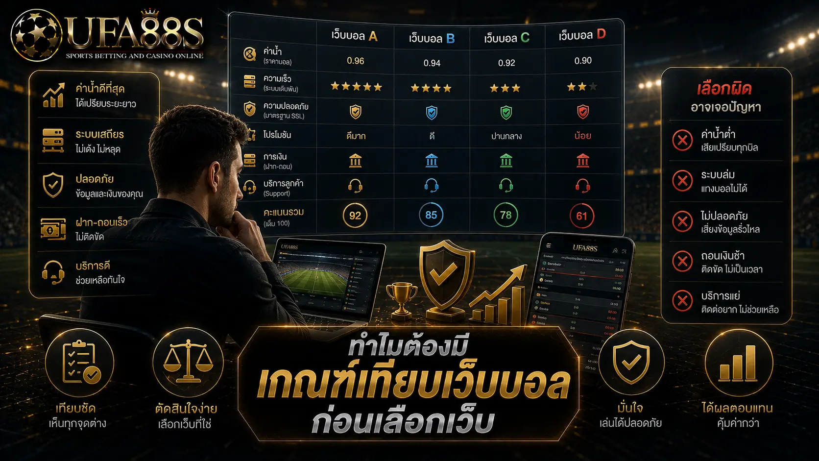 ทำไมต้องมี เกณฑ์เทียบเว็บบอล ก่อนเลือกเว็บ