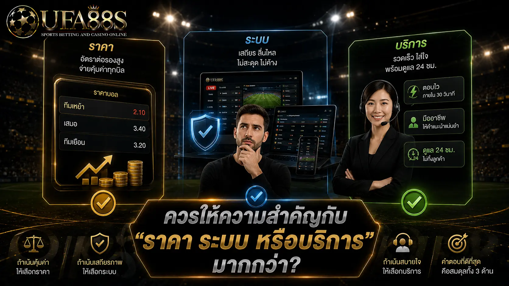 เกณฑ์เทียบเว็บบอล ควรให้ความสำคัญกับราคา ระบบ หรือบริการมากกว่า?