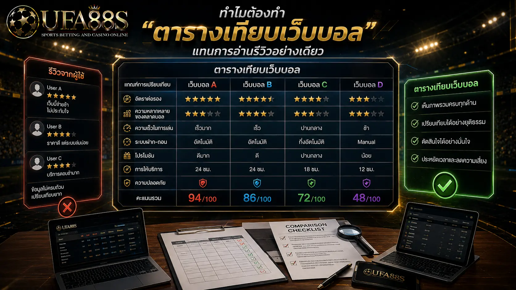 ทำไมต้องทำ “ตารางเทียบเว็บบอล” แทนการอ่านรีวิวอย่างเดียว
